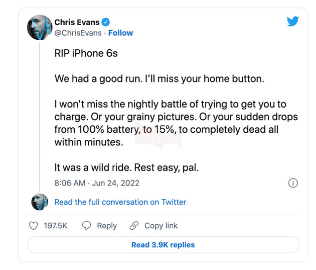  Đội trưởng Mỹ Chris Evans viết tâm thư tạm biệt iPhone 6S của mình sau 7 năm sử dụng 2