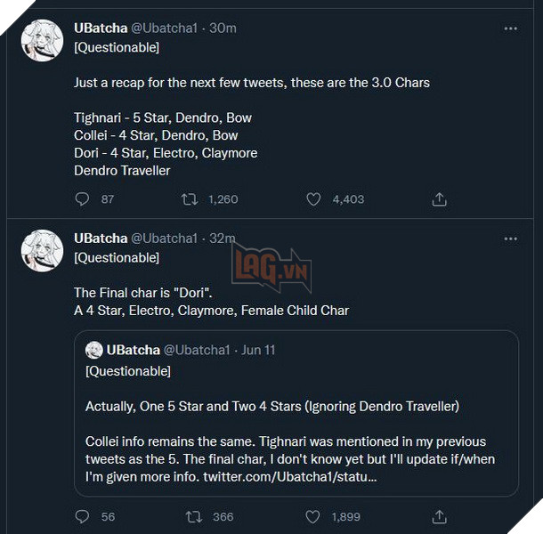 Genshin Impact: Leaker hé lộ chi tiết 4 nhân vật mới sẽ ra mắt trong bản cập nhật 3.0 tại Thảo Quốc Sumeru 2