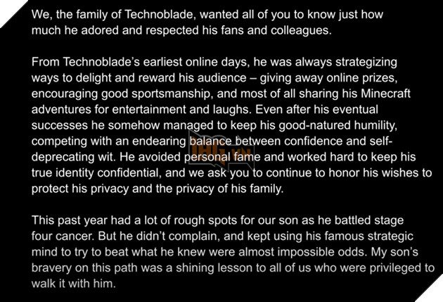Youtuber Technoblade Minecraft qua đời sau 1 năm chiến đấu với căn bệnh ung thư