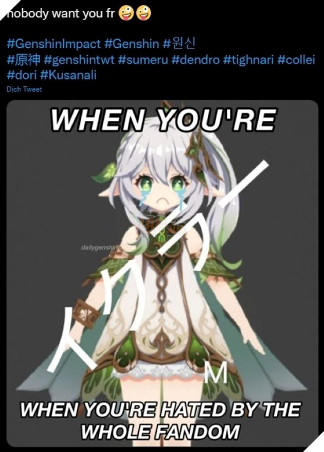 game thủ genshin impact chê bai tạo hình thảo thần