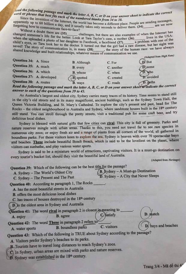 Đáp án Đề Thi tốt nghiệp môn Ngoại Ngữ Anh năm 2022 THPT Quốc gia chi tiết tất cả mã đề 4