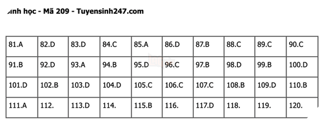 Đáp án Đề Thi tốt nghiệp môn Lý Hóa Sinh năm 2022 THPT Quốc gia chi tiết tất cả mã đề 55