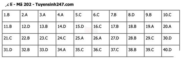 Đáp án Đề Thi tốt nghiệp môn Lý Hóa Sinh năm 2022 THPT Quốc gia chi tiết tất cả mã đề 15