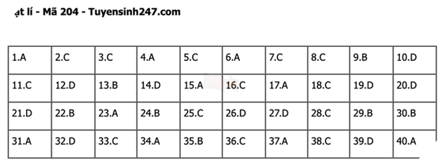 Đáp án Đề Thi tốt nghiệp môn Lý Hóa Sinh năm 2022 THPT Quốc gia chi tiết tất cả mã đề 14