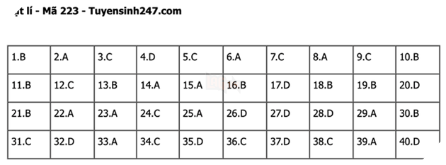 Đáp án Đề Thi tốt nghiệp môn Lý Hóa Sinh năm 2022 THPT Quốc gia chi tiết tất cả mã đề 11