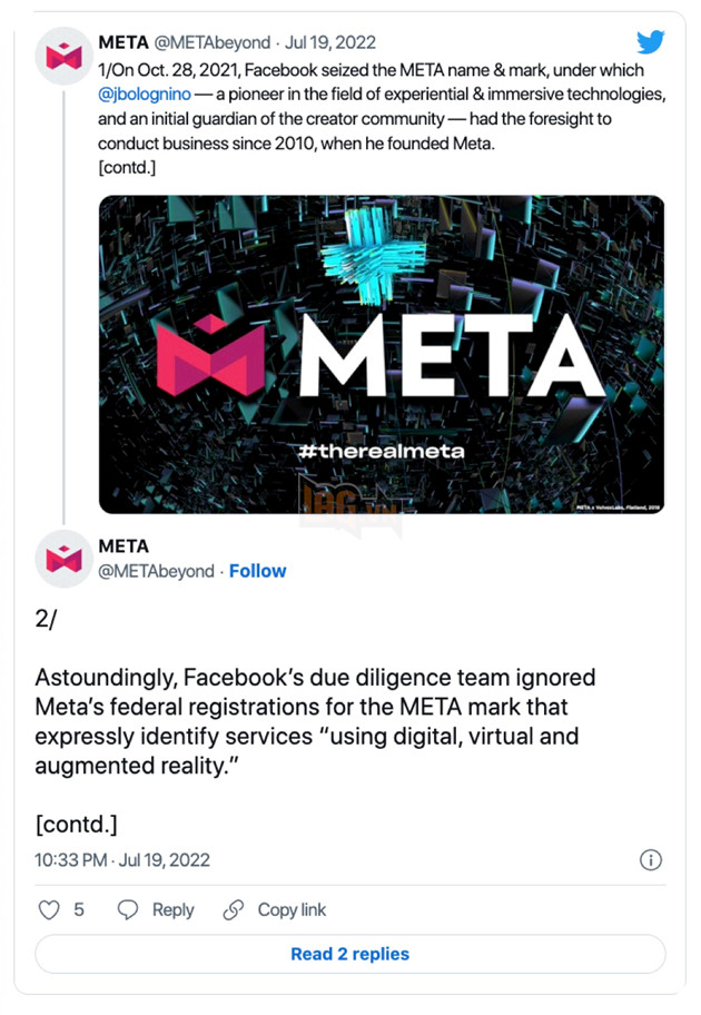 Meta lại bị khởi kiện vì sử dụng thương hiệu bản quyền 