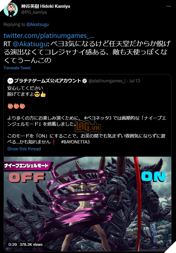 Nintendo chưa bao giờ là muốn làm chế độ che trong Bayonetta 3 và thậm chí còn mong muốn game sẽ hở nhiều hơn 2