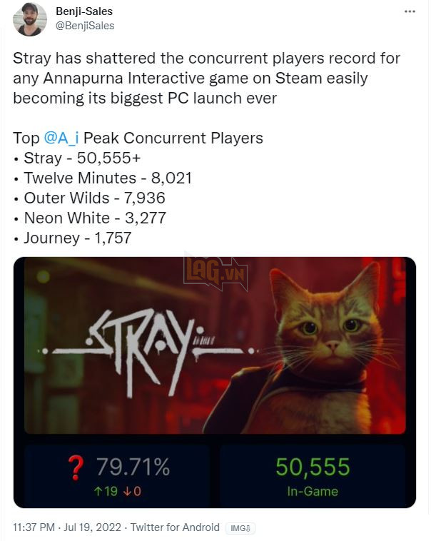 Stray vượt mặt Elden Ring để trở thành trò chơi có lượng người cùng một lúc cao nhất