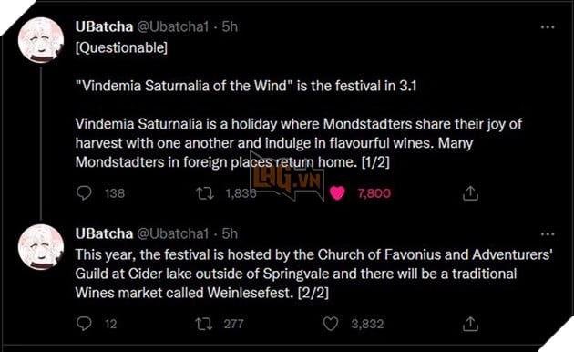 Genshin Impact: Leaker tiết lộ thêm về sự kiện 3.1 và các nhân vật sẽ xuất hiện trong bản tiếp theo 5