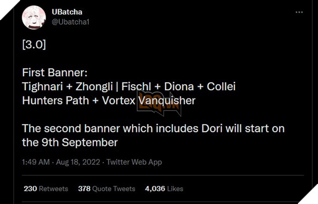 Genshin Impact: Leaker hé lộ Banner nhân vật và vũ khí bản 3.0 - Toàn bộ nhân vật hệ Cung hỗ trợ đáng chú ý 2