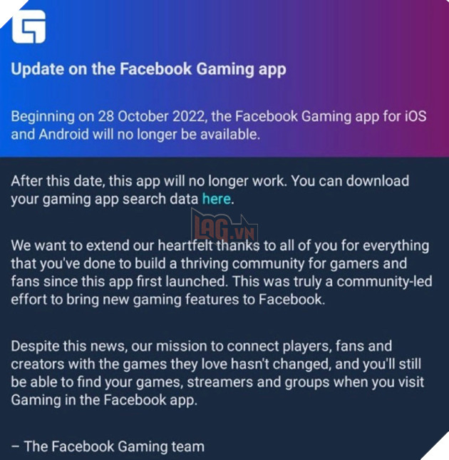 Facebook Gaming chính thức bị khai tử trên iOS và Android vào cuối tháng 10/2022