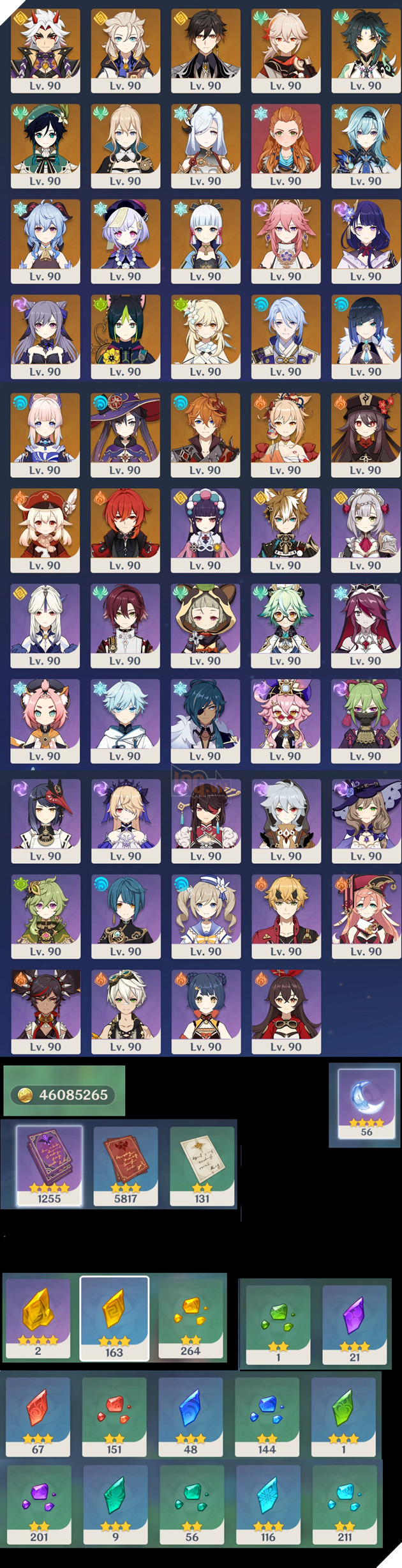 Genshin Impact: Xuất hiện game thủ nâng cấp toàn bộ nhân vật lên 90 và tối đa Thiên Phú