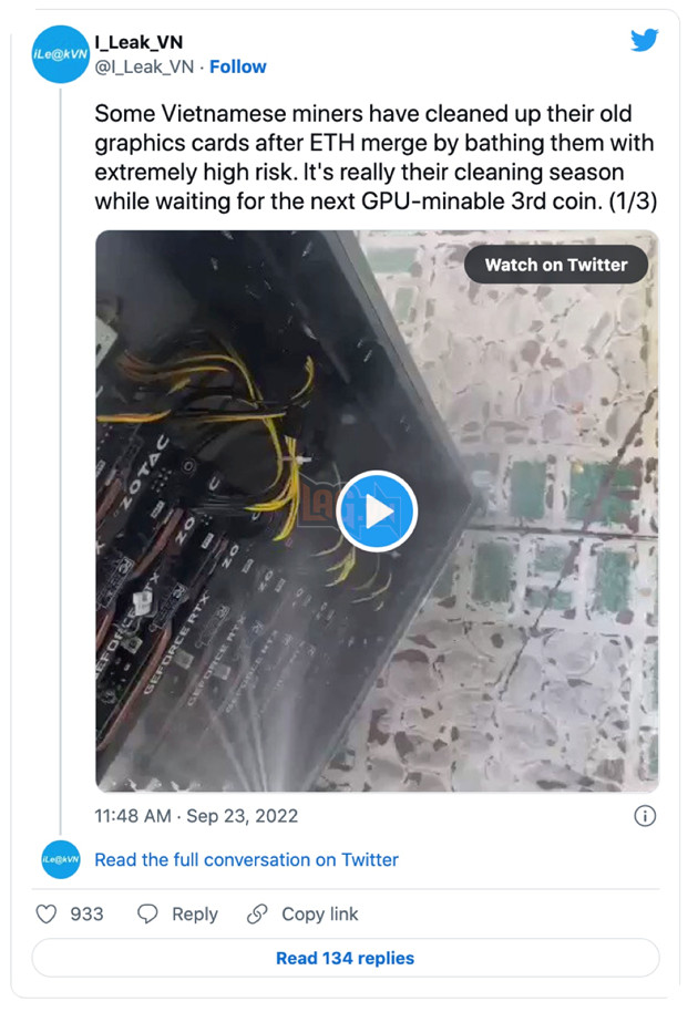Thợ đào Việt Nam tắm "trâu cày" RTX Nvidia bằng vòi xịt áp lực trước được khi đăng bán