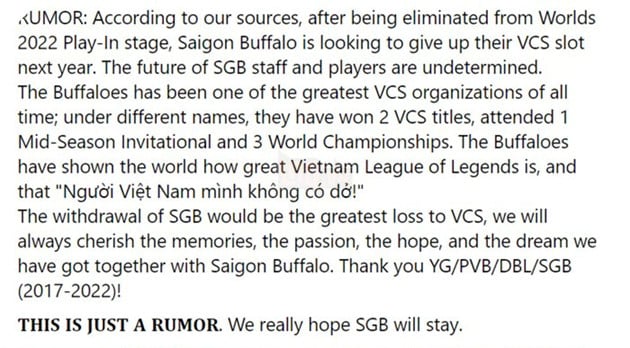 tin đồn sgb giải thể lmht