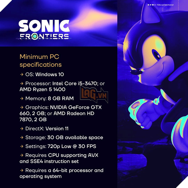 Sonic Frontiers hé lộ mức cấu hình tầm trung cho các game thủ đam mê Nhím Siêu Tốc 2