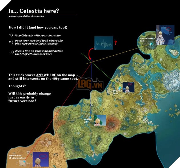 Game thủ dùng hình học tính toán vị trí của Đảo Thiên Không 1