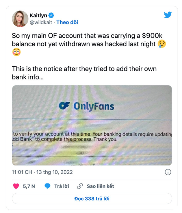 Nữ streamer nóng bỏng nhất trên Twitch bị hack tài khoản Onlyfan