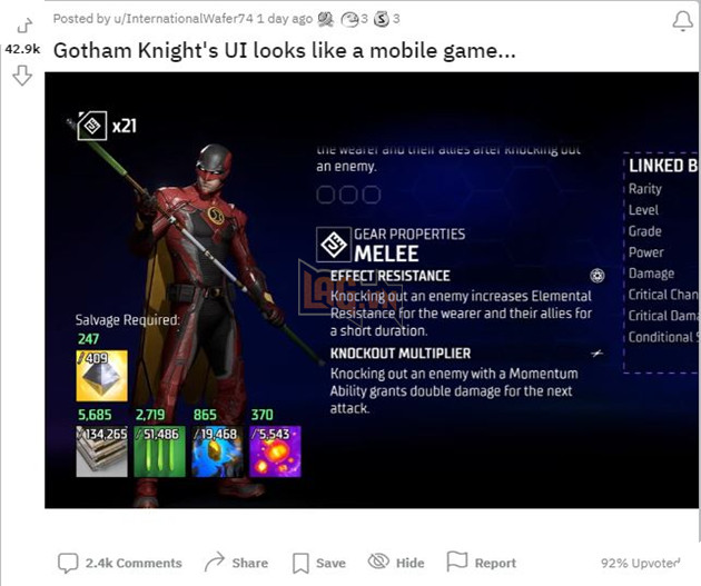 Game thủ Gotham Knights ngỡ ngàng, ngơ ngác trước giao diện không khác gì game di động 2