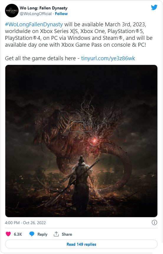 Wo Long: Fallen Dynasty công bố ngày ra mắt chính thức trong năm 2023 2