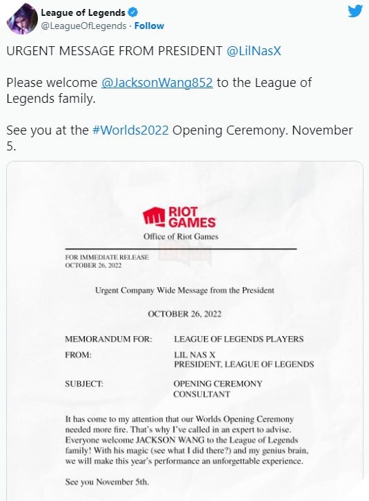 Lil Nax X muốn biểu diễn quốc ca CKTG 2022 tại buổi lễ mở màn cho trận chung kết 2