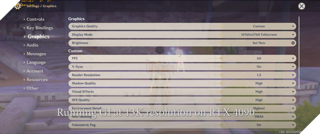 RTX 4090 có thể cho phép game thủ chơi Genshin Impact ở độ phân giải 13K