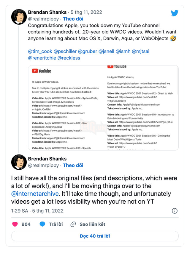 Apple yêu cầu YouTube cho "bay màu" hàng trăm kênh đăng tải video WWDC của mình