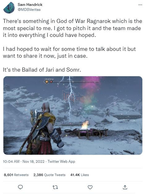 Nhiệm vụ phụ trong God of War Ragnarok tri ân nhà phát triển đã qua đời 2