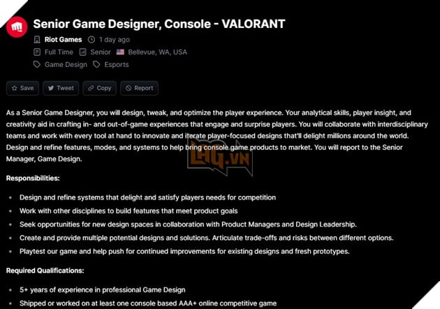Tuyển dụng Valorant console 1
