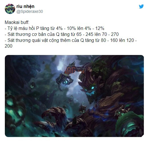 LMHT: Maokai lại được buff mạnh trên server thử nghiệm để tăng tiềm năng đi rừng