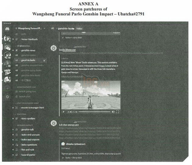 Genshin Impact: Hoyoverse chính thức khởi kiện Leaker Ubatcha và yêu cầu Discord xóa cả kênh cộng đồng Leak 3