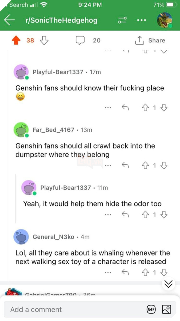 fan Sonic Frontiers có loạt bình luận ác ý nhắm vào game thủ Genshin Impact