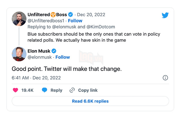 Bị yêu cầu từ chức, Elon Musk "bẻ lái" cho biết chỉ những người dùng có dấu tích xanh mới được bỏ phiếu