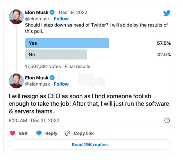 Elon Musk xác nhận từ chức CEO Twitter với một điều kiện