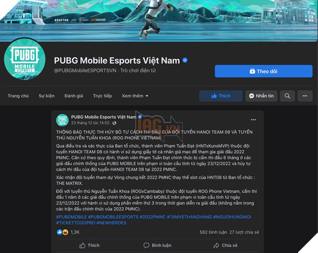 Tuyển thủ Esports Việt nhận án phạt Global ban vì sử dụng phần mềm hack trong thi đấu