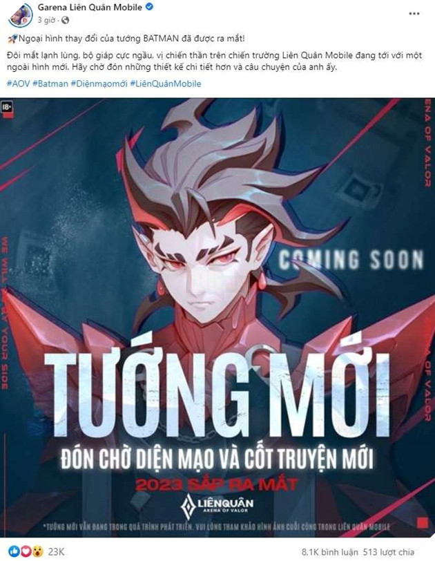 Liên Quân Mobile: Batman sẽ được làm lại hoàn toàn từ ngoại hình lẫn cốt truyện
