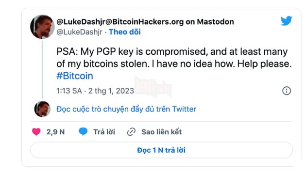 Nhà phát triển Bitcoin kỳ cựu bị hack sạch ví, mất gần 3,6 triệu USD BTC