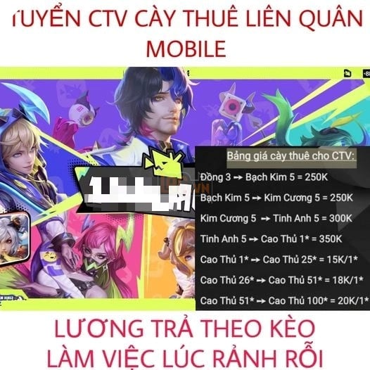 Liên Quân Mobile: Dân cày thuê công khai tuyển cộng tác viên với mức lương hấp dẫn