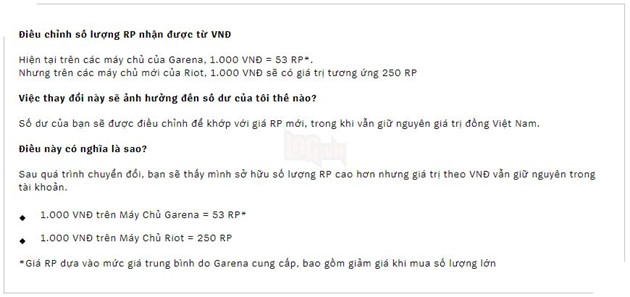 LMHT: Riot Games công bố giá trị Quy đổi RP tại Việt Nam