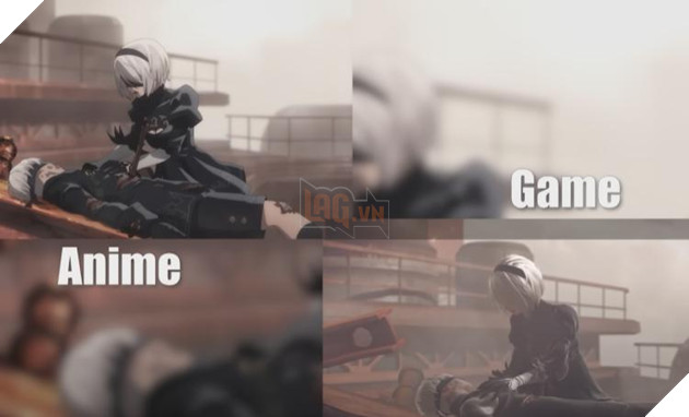 so sánh anime anime NieR: Automata và game