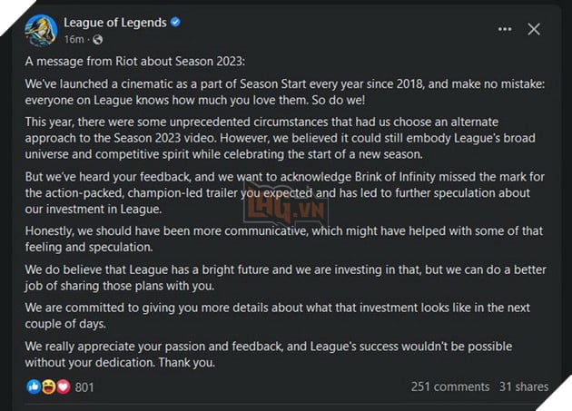 LMHT: Riot Games trấn an cộng đồng trước Video mở đầu Mùa 2023 quá tệ hại 4