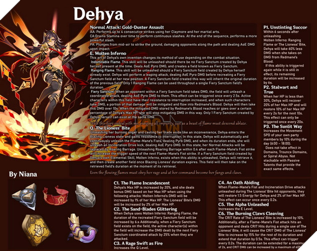 Genshin Impact: Leaker hé lộ chi tiết bộ kĩ năng Dehya - Sát thương ngoài sân với cơ chế khá lạ 3