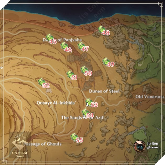 Genshin Impact: Lộ trình 55 Thảo Thần Đồng tại khu vực mới của phiên bản 3.4