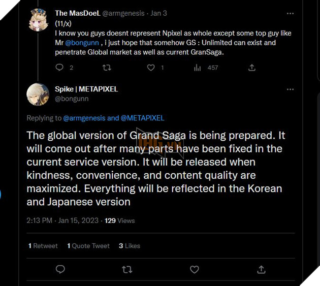 Nhà phát triển Gran Saga xác nhận đang phát triển server Quốc Tế và sớm ra mắt trong thời gian tới 2