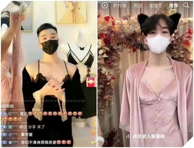 Chinese men don't hesitate to wear women's underwear live to sell goods 3