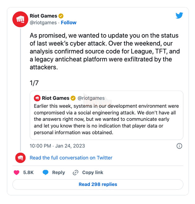 Riot Games bị hacker tấn công, đồi 10 triệu USD tiền chuộc