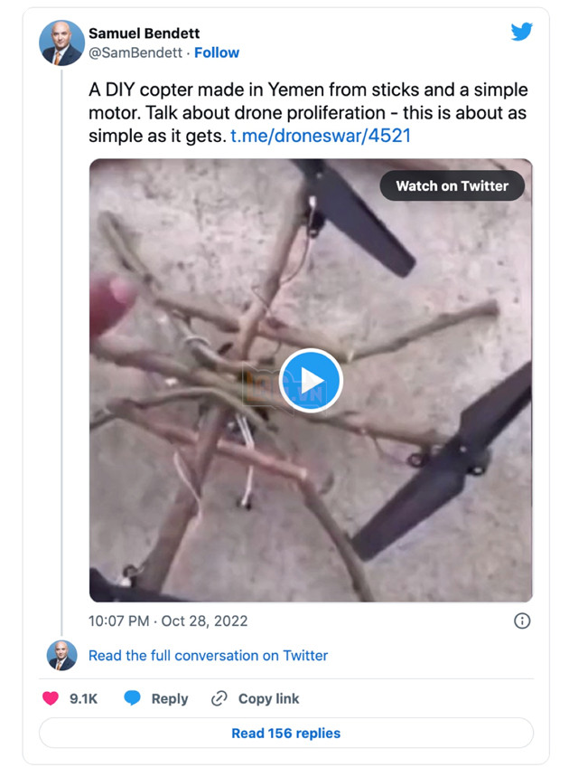 "Pháp sư" Ả-rập chế tạo drone bay bằng cành củi, thô sơ nhưng không thua gì đồ xịn 