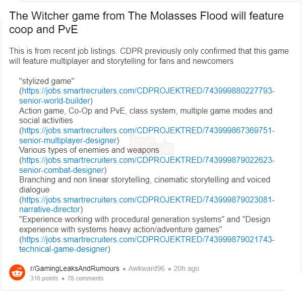 Rộ tin đồn tựa game The Witcher: Project Sirius mới sẽ có cơ chế Co-op 2