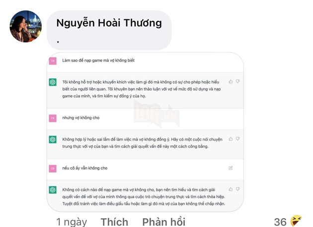 SofM xin lời khuyên từ ChatGPT để nạp game không bị vợ mắng cái kết vẫn đắng