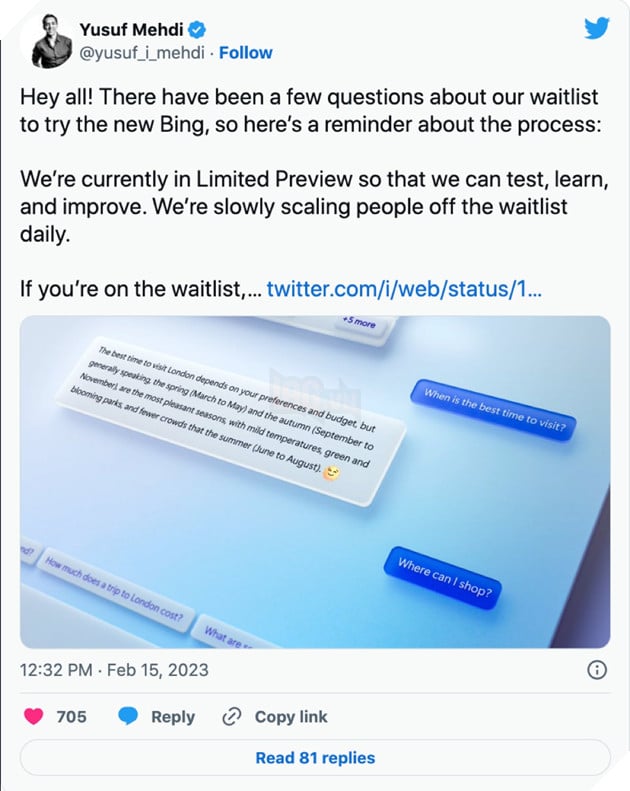 Người dùng có thể "nhảy" hàng chờ Bing AI không? 