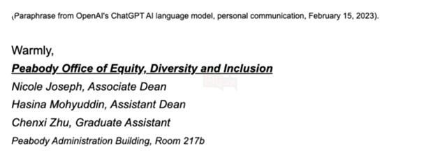 Một trường Đại học xin lỗi vì đã sử dụng ChatGPT để viết mail gửi đến học sinh 